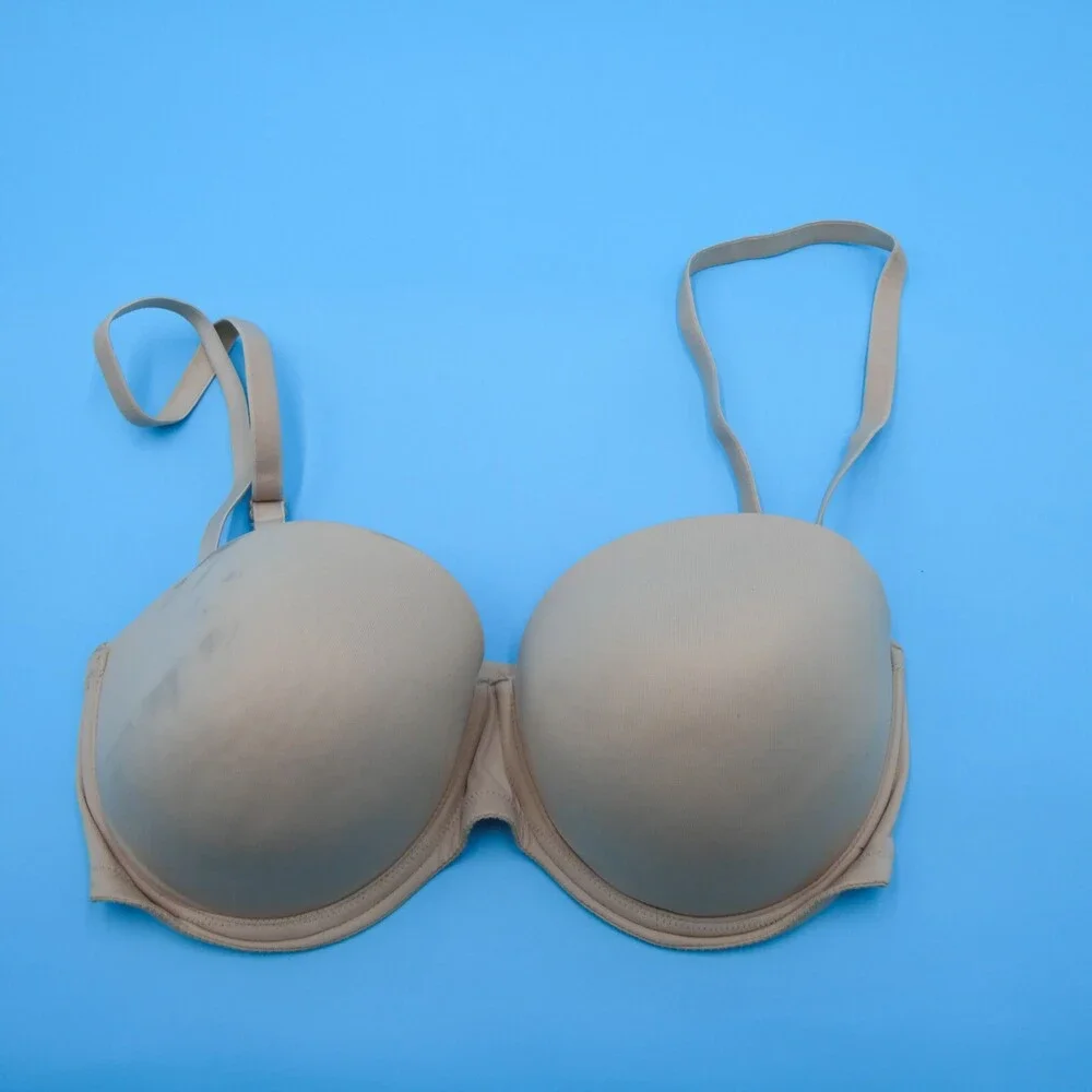 Victorias Secret Push Up Bra 34DD Beige Wear Everywhere Strapless‎ Lingerie